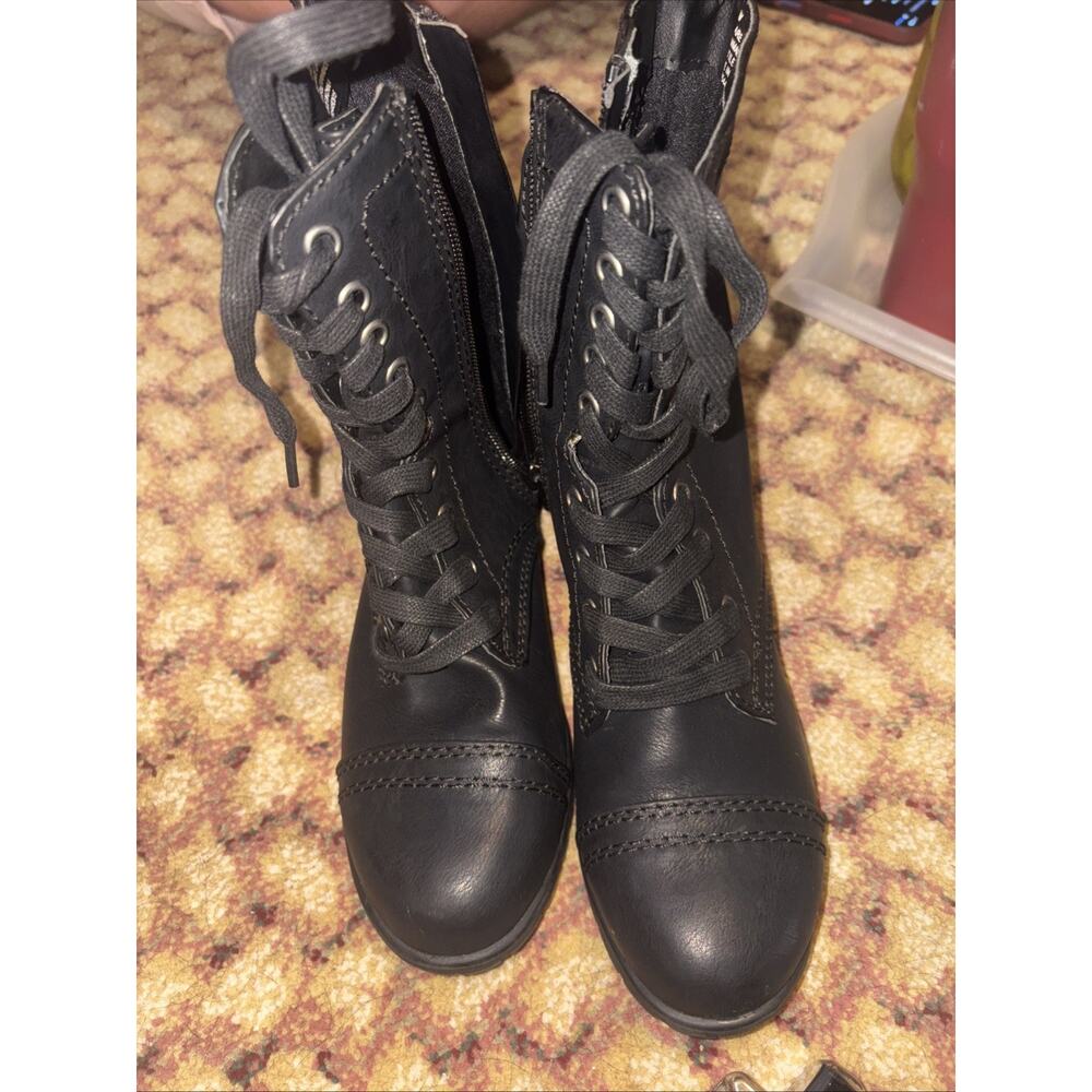 Black R2 Clare Lace Up/zip Up Boots Size 6 (1F)